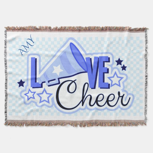 I love to cheer personalized throw blanket. (Front)