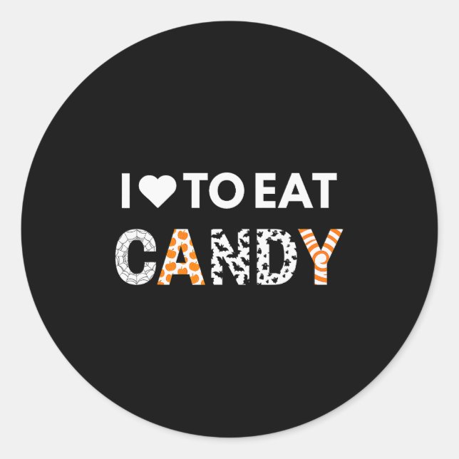 I Love To Eat Candy I'm Candy Halloween Couples Ma Classic Round Sticker (Front)