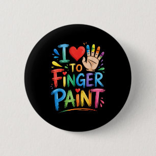 I Love To Finger Paint Couples Art Teacher Finger  2 Inch Round Button