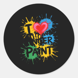 I Love To Finger Paint Couples Art Teacher Finger Classic Round Sticker