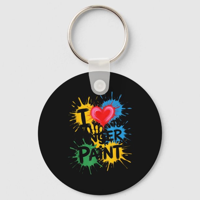 I Love To Finger Paint Couples Art Teacher Finger  Keychain (Front)