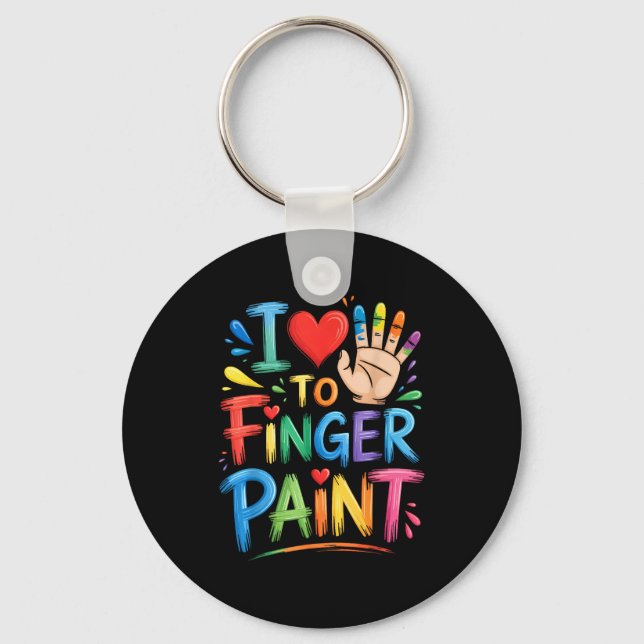 I Love To Finger Paint Couples Art Teacher Finger  Keychain (Front)