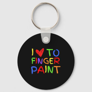 I Love To Finger Paint Tiny Red Heart Valentines D Keychain