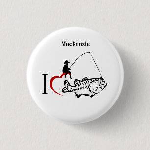 I love to go fishing name tag 1 inch round button