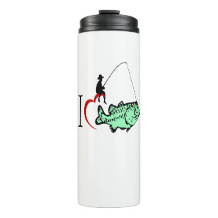 I love to go fishing with a red heart thermal tumbler