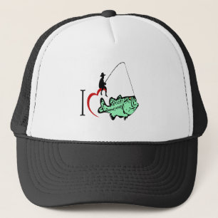 I love to go fishing with a red heart trucker hat