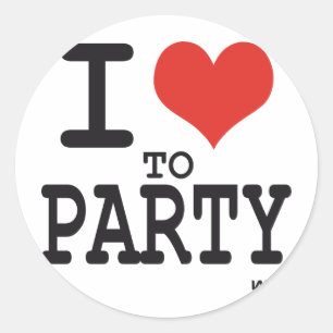 i love to party classic round sticker