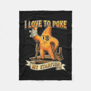 I love to poke my starfish funny vintage humour fleece blanket
