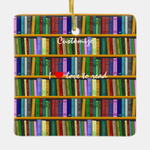I love to read Books  Thunder_Cove Ceramic Ornament