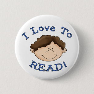 I Love to Read Boy 2 Inch Round Button