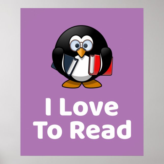 I Love To Read Penguin Poster (Front)