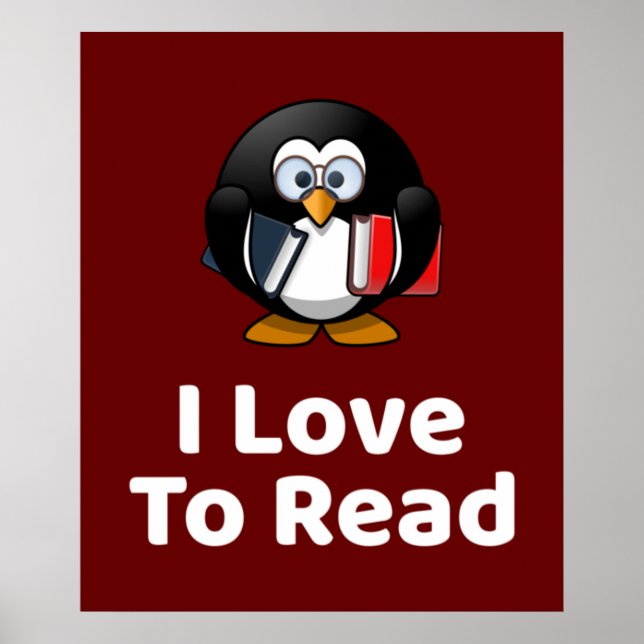 I Love To Read Penguin Poster (Front)