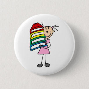 I Love To Read Stick Figure 2 Inch Round Button