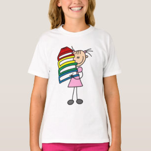 I Love To Read Stick Figure Girl's T-Shirt