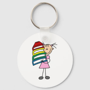 I Love To Read Stick Figure Keychain