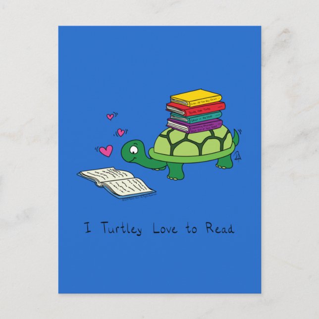 I Love to Read Turtle Book Lovers Postcard (Front)