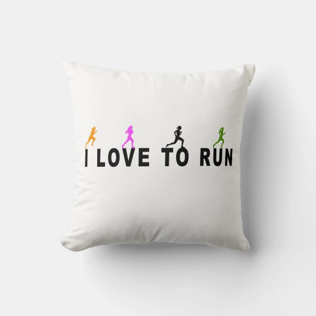 I Love To Run Throw Pillow (Front)