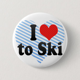 I Love to Ski 2 Inch Round Button