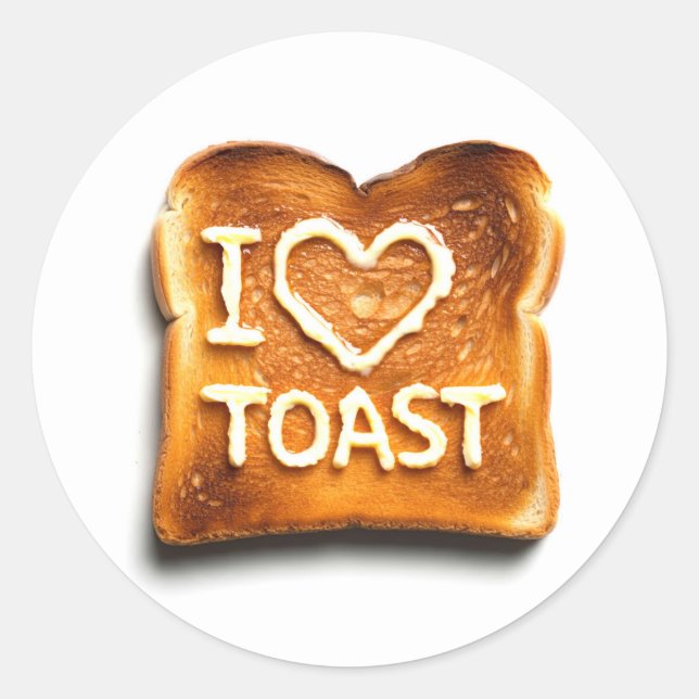 I Love Toast Classic Round Sticker (Front)