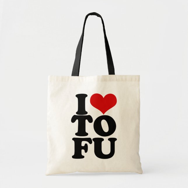 I Love Tofu Funny Vegan humour Tote Bag (Front)