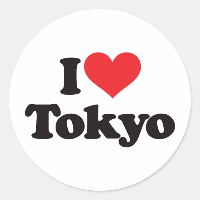 I Love Tokyo Classic Round Sticker (Front)