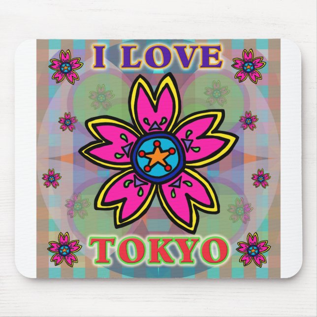 "I LOVE TOKYO" Flowers Mousepad (Front)