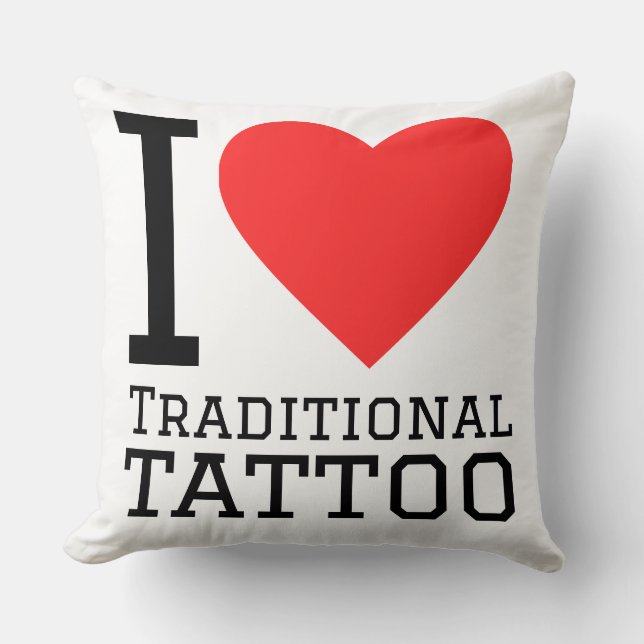 I love traditional tattoo throw pillow (Front)