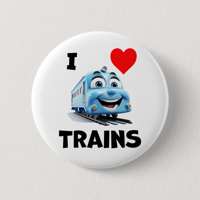 I love trains 2 inch round button (Front)