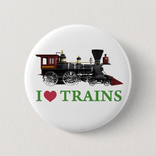 I Love Trains 2 Inch Round Button