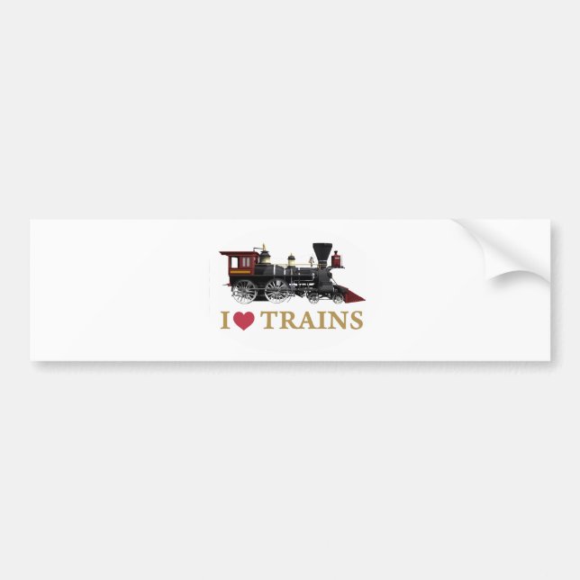 I Love Trains Bumper Sticker (Front)