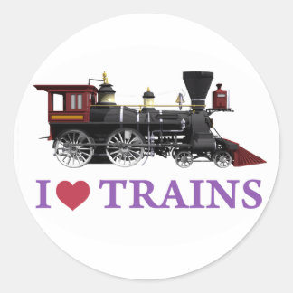 I Love Trains Classic Round Sticker