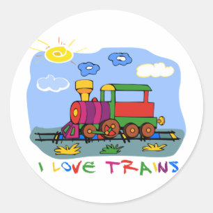 I Love Trains Classic Round Sticker