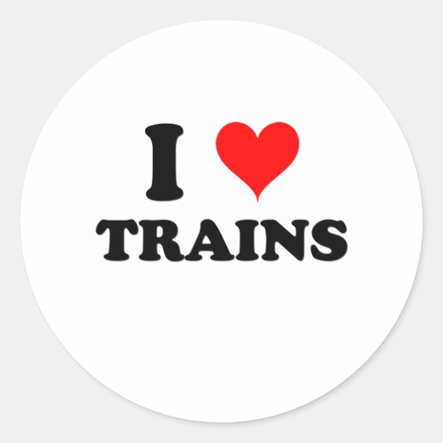 I Love Trains Classic Round Sticker (Front)