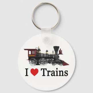 I Love Trains Keychain