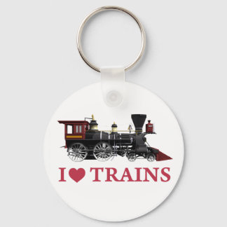 I Love Trains Keychain