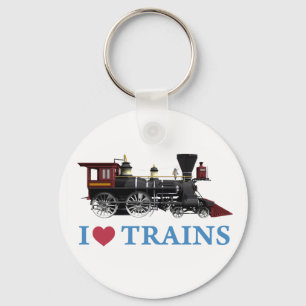 I Love Trains Keychain