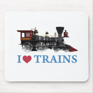 I Love Trains Mouse Pad