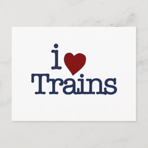I Love Trains Postcard