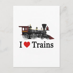 I Love Trains Postcard