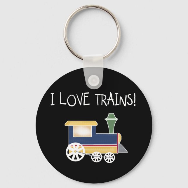 I Love Trains Tshirts and Gifts Keychain (Front)