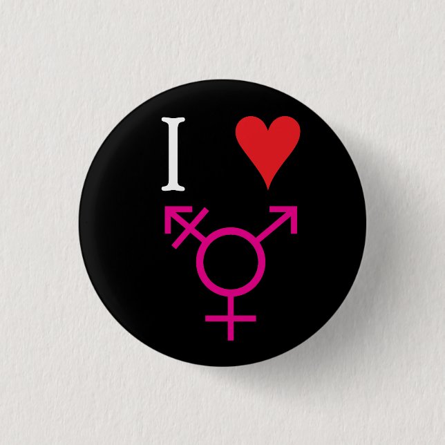 I Love Transgender 1 Inch Round Button (Front)