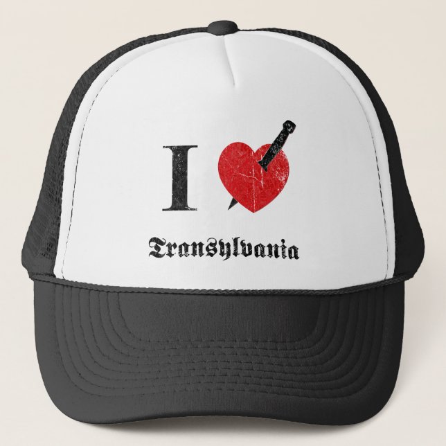 I love Transylvania (black eroded Font) Trucker Hat (Front)