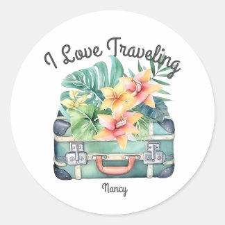 I love Travelling Classic Round Sticker