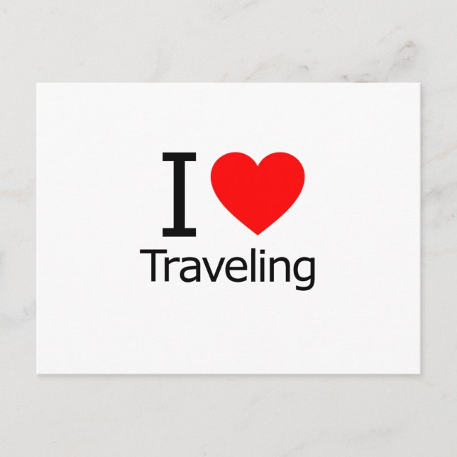 I Love Travelling Postcard (Front)