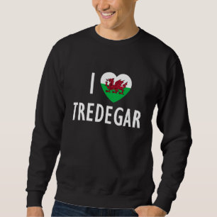 I Love Tredegar Wales Flag Heart Dragon Welsh Sweatshirt