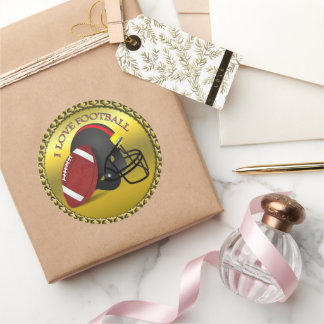 I love trendy elegant modern football classic round sticker