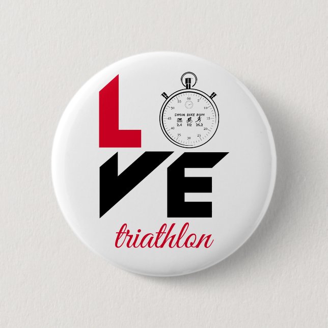 I love triathlon 2 inch round button (Front)