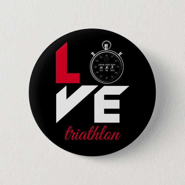 I love triathlon 2 inch round button (Front)