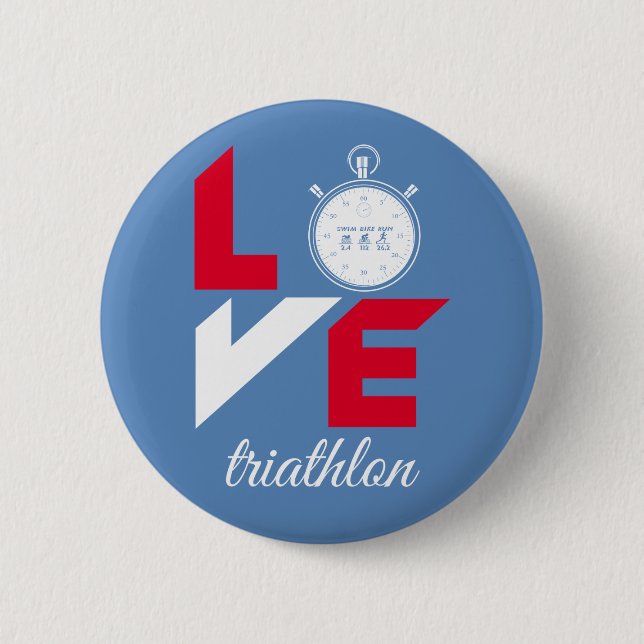 I love triathlon 2 inch round button (Front)