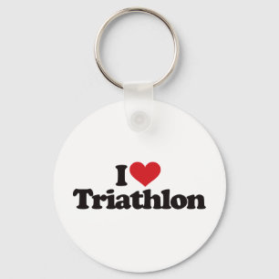 I Love Triathlon Keychain
